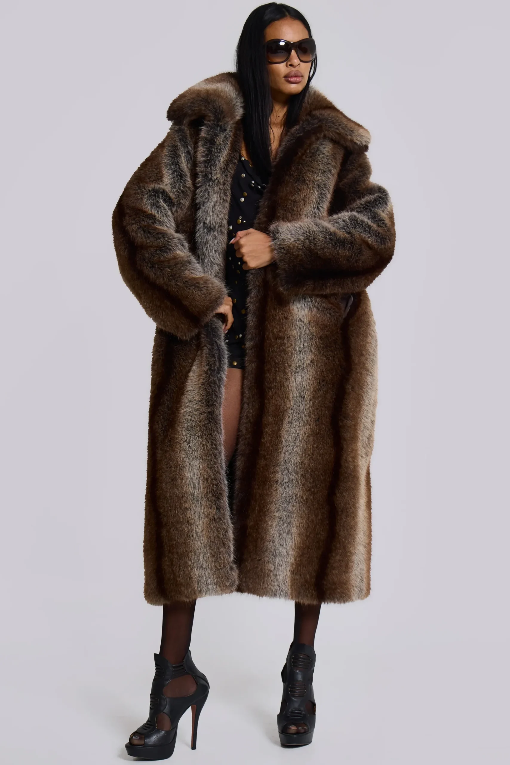 Flash Sale Jaded London Agyness Brown Faux Fur Coat