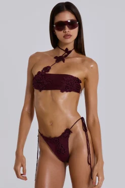 Online Jaded London Alira Knit Flower Bandeau Bikini Top