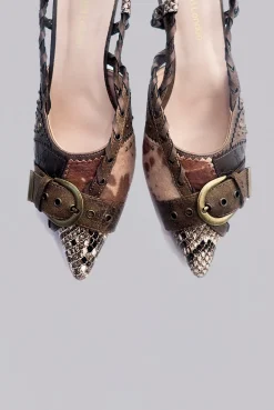Online Jaded London Arden Patchwork Slingback Kitten Heels