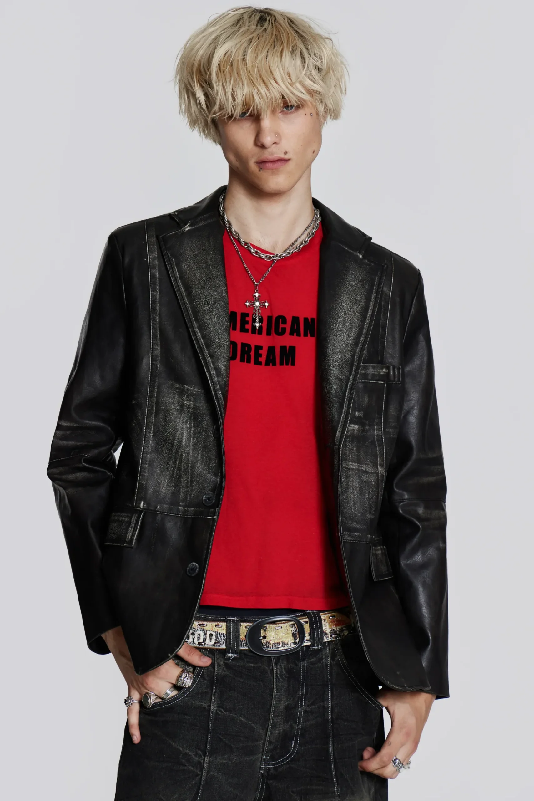 Clearance Jaded London Ash Faux Leather Blazer
