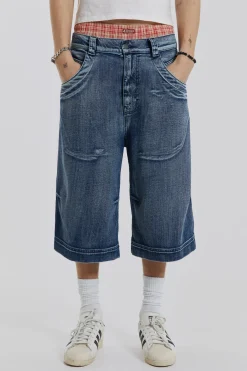 Cheap Jaded London Axle Acid Wash Denim Jorts