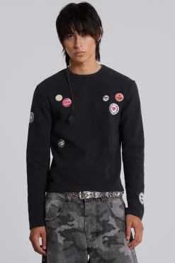 Best Sale Jaded London Badge Waffle Long Sleeve T-shirt