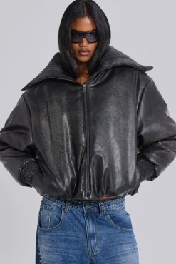Cheap Jaded London Black Alloy Vegan Leather Bomber Jacket