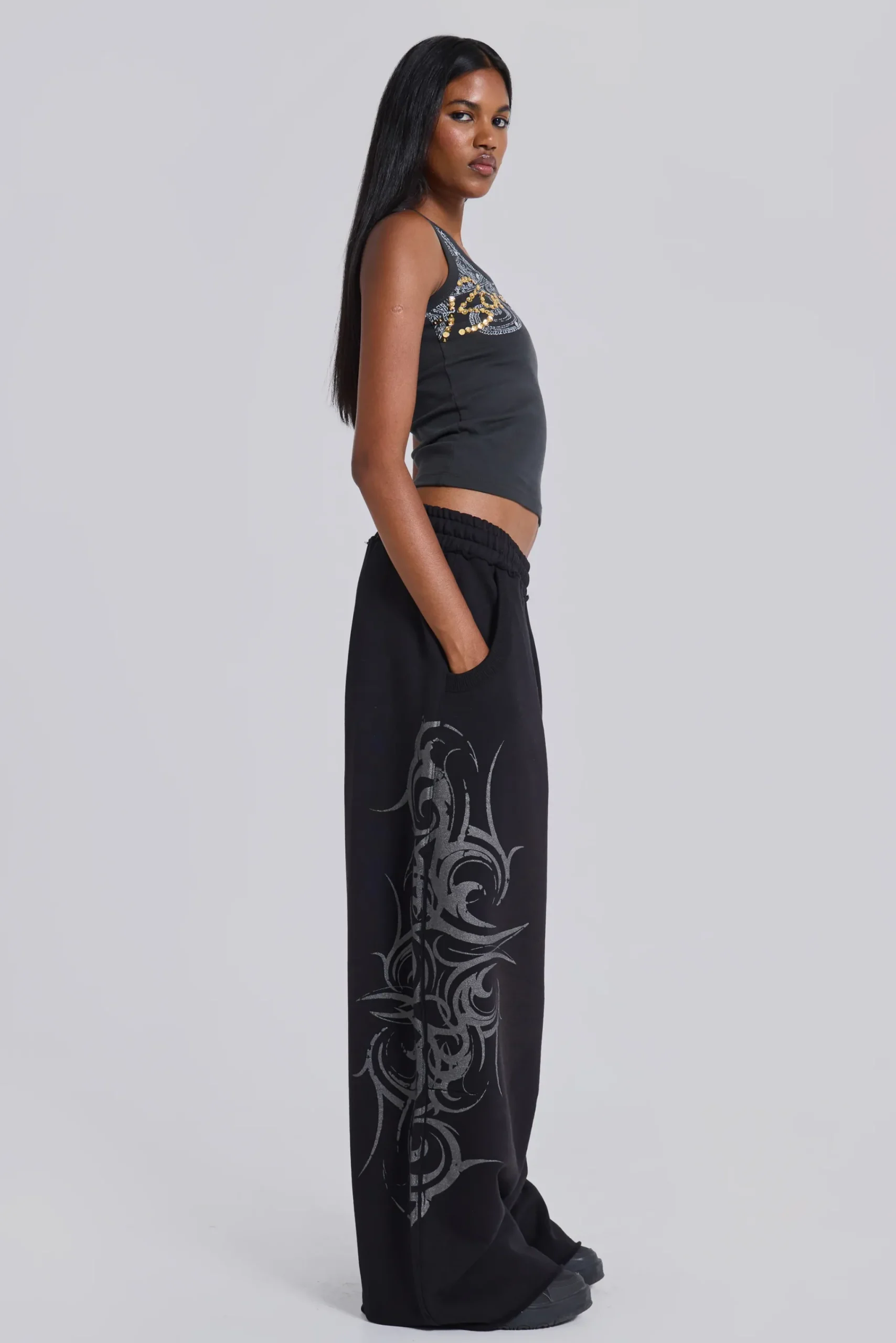 Hot Jaded London Black Baggy Blade Joggers