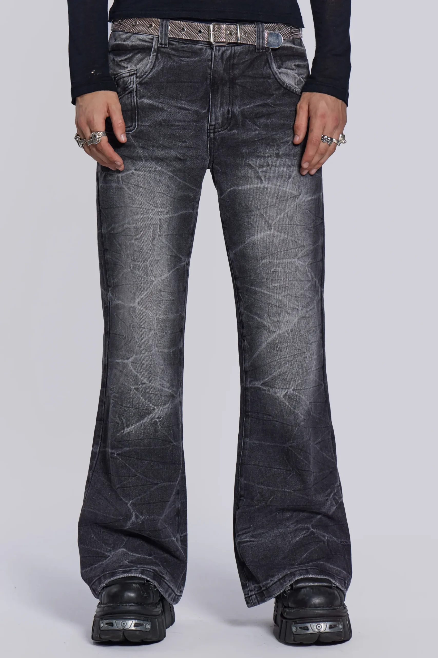 Discount Jaded London Black Crease Blaze Jeans