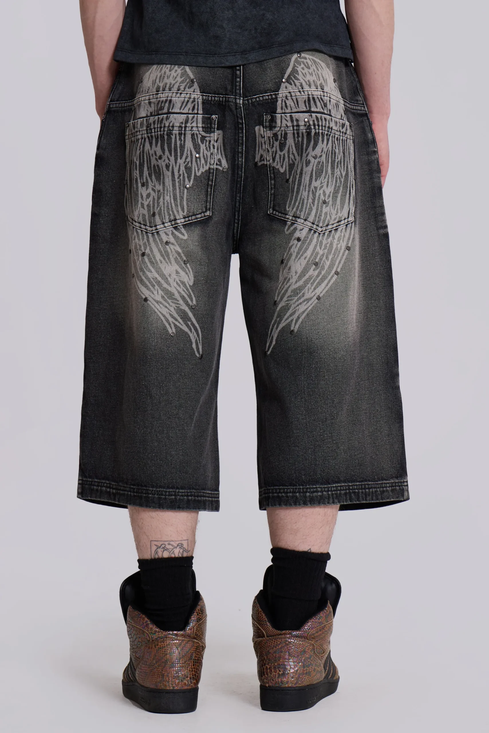 Shop Jaded London Black Ethereal Colossus Jorts