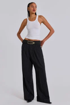 New Jaded London Black Pinstripe Goliath Suit Pants