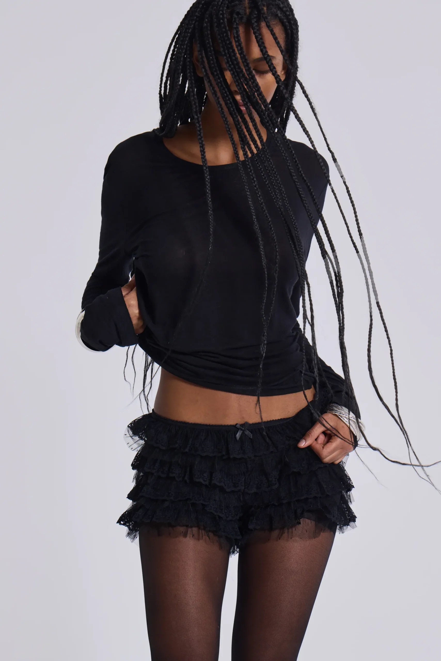 Outlet Jaded London Black Rhea Lace Bloomer Shorts