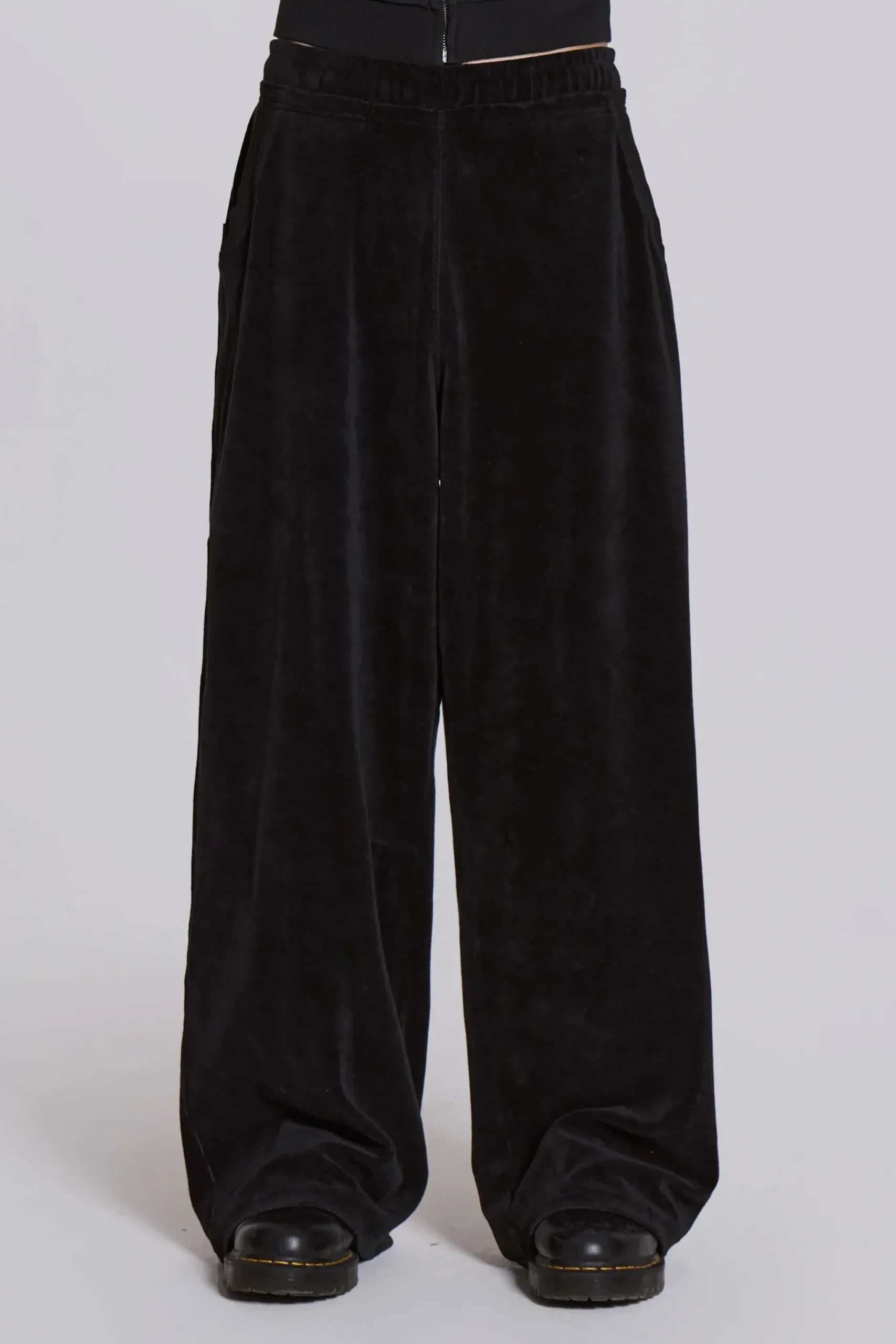 Online Jaded London Black Velour Baggy Monster Jogger