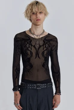Cheap Jaded London Black Wings Mesh Top