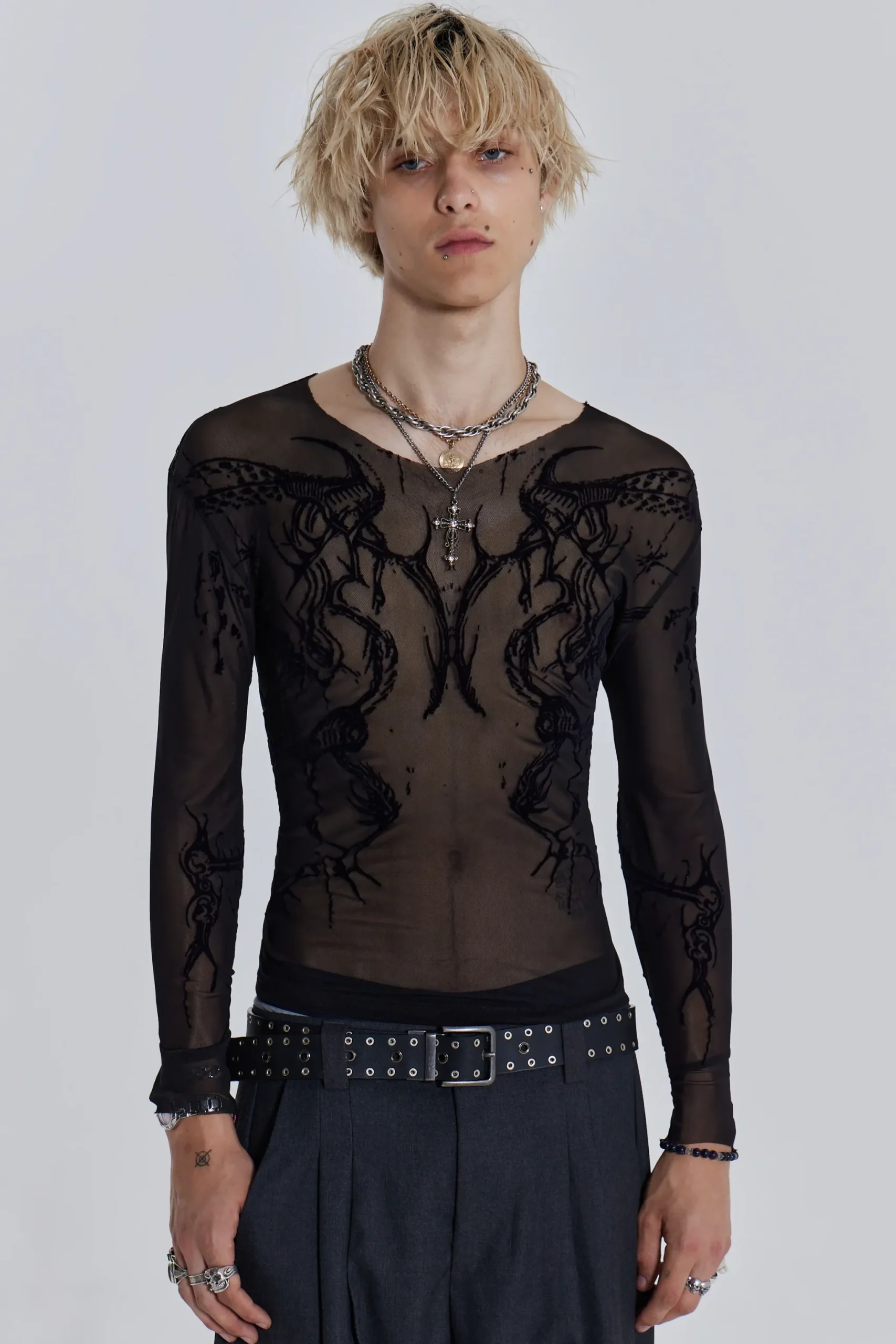 Cheap Jaded London Black Wings Mesh Top