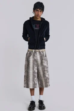 Clearance Jaded London Boa Snake Print Colossus Jorts