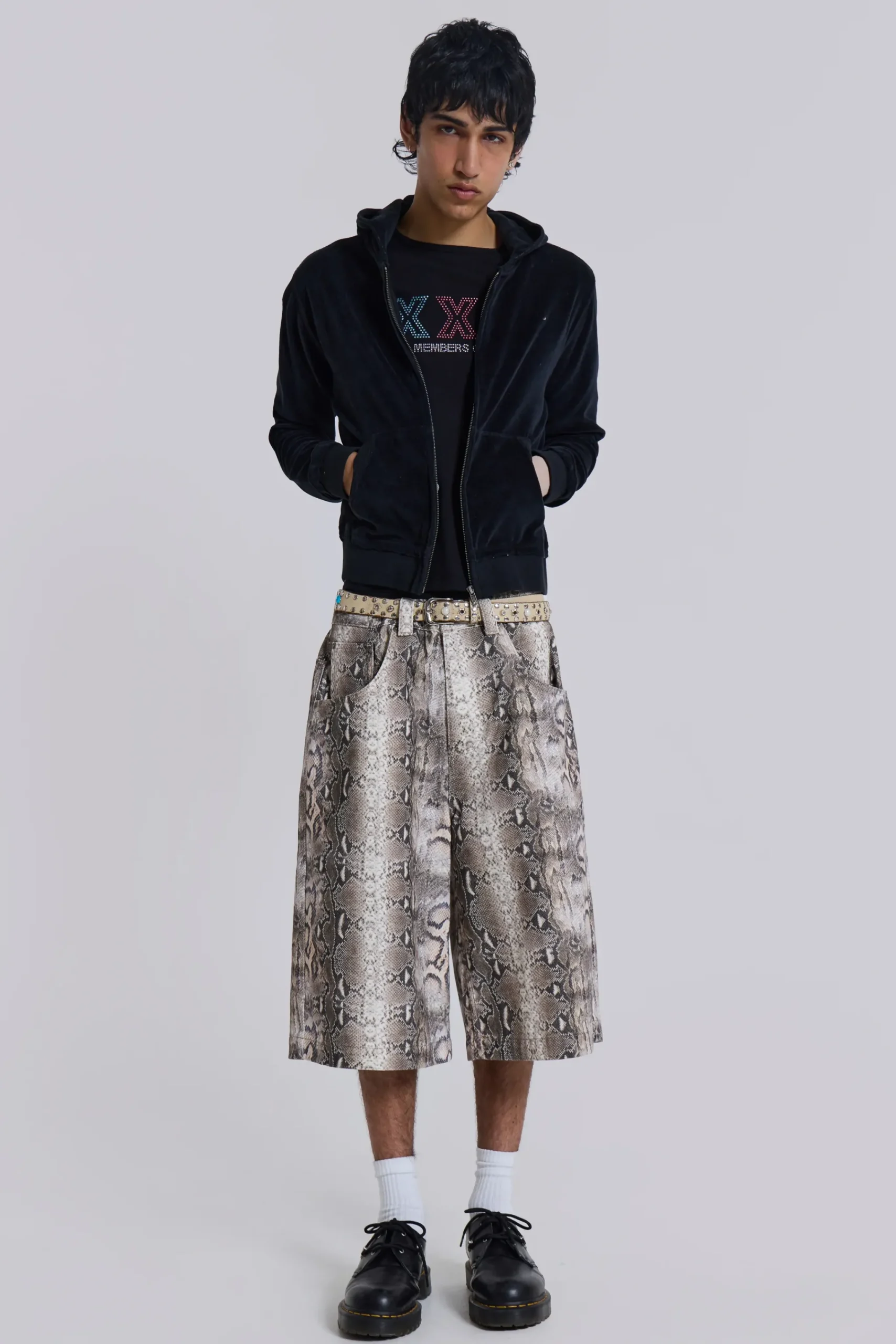 Clearance Jaded London Boa Snake Print Colossus Jorts