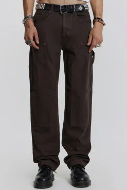 Store Jaded London Brown Carpenter Jeans In Skate Fit