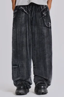 Online Jaded London Crease Velour Baggy Monster Joggers
