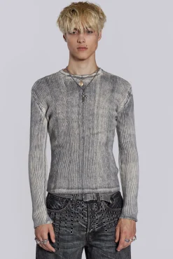 Sale Jaded London Dirty White Scrape Knit