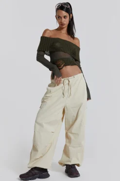 Sale Jaded London Ecru Parachute Cargo Pants