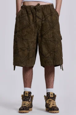 New Jaded London Forest Camo Parachute Shorts