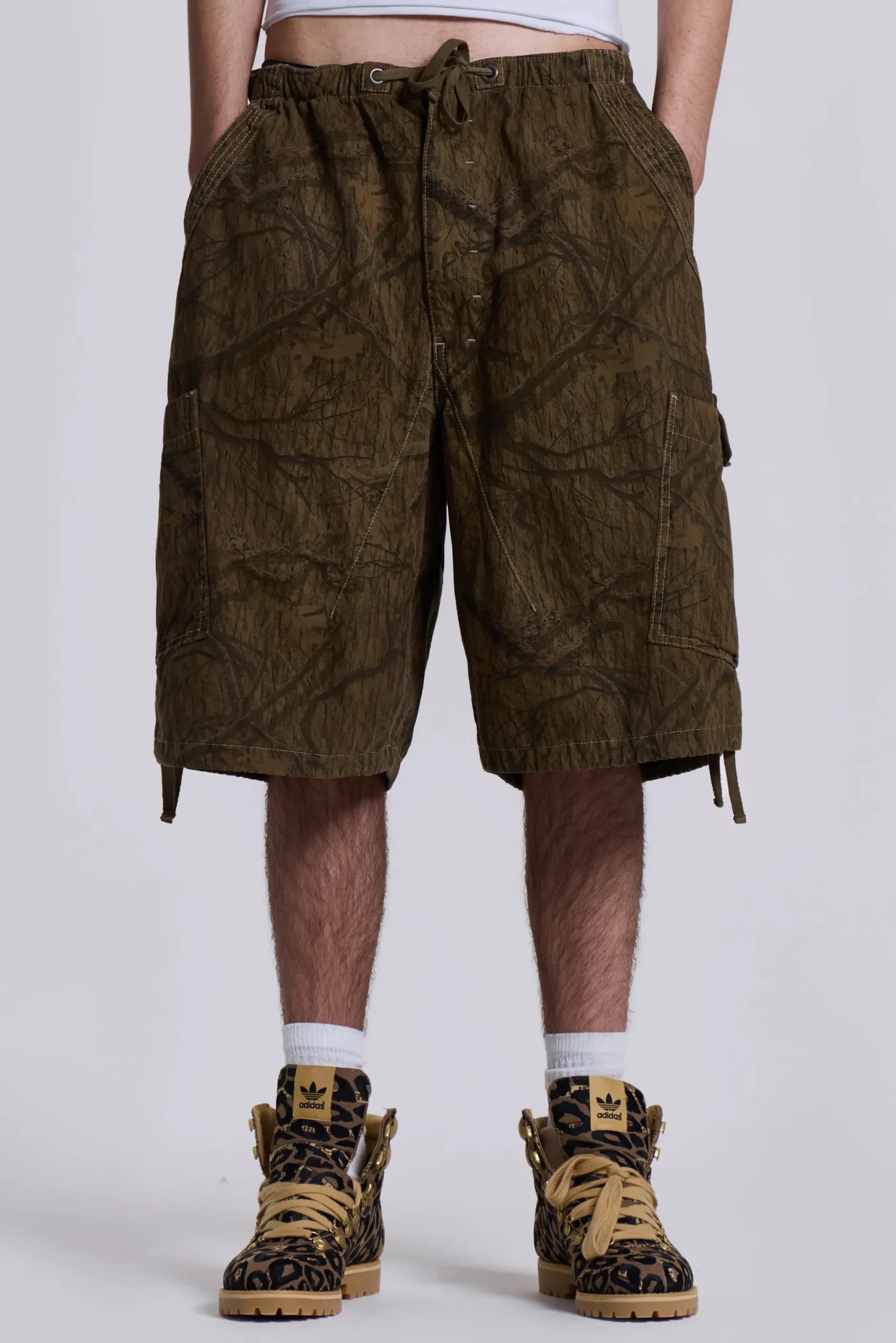 New Jaded London Forest Camo Parachute Shorts
