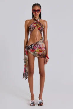 Online Jaded London Gina Asymmetric Knotted Mini Dress