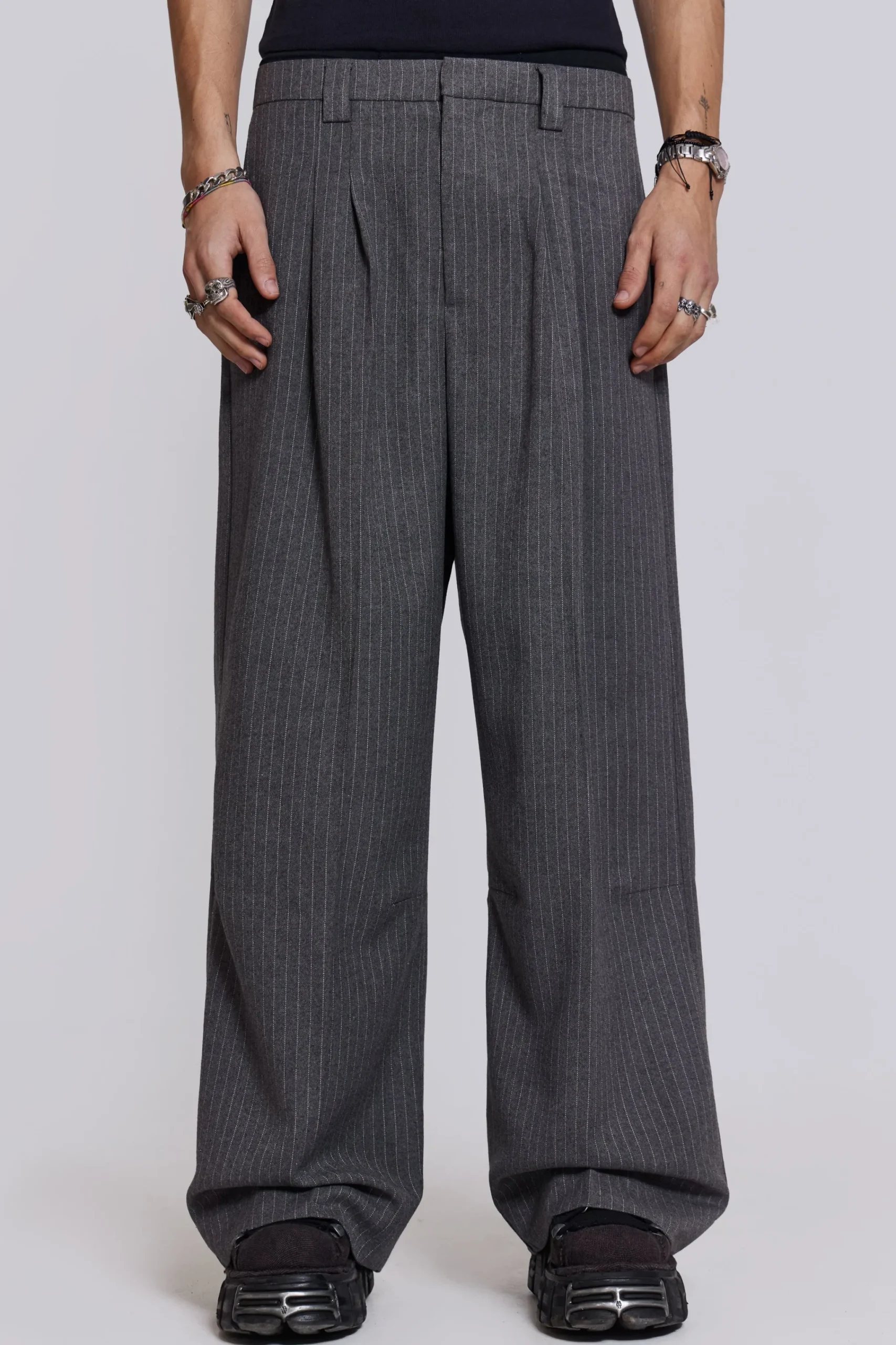 Best Jaded London Goliath Light Grey Pinstripe Suit Pants