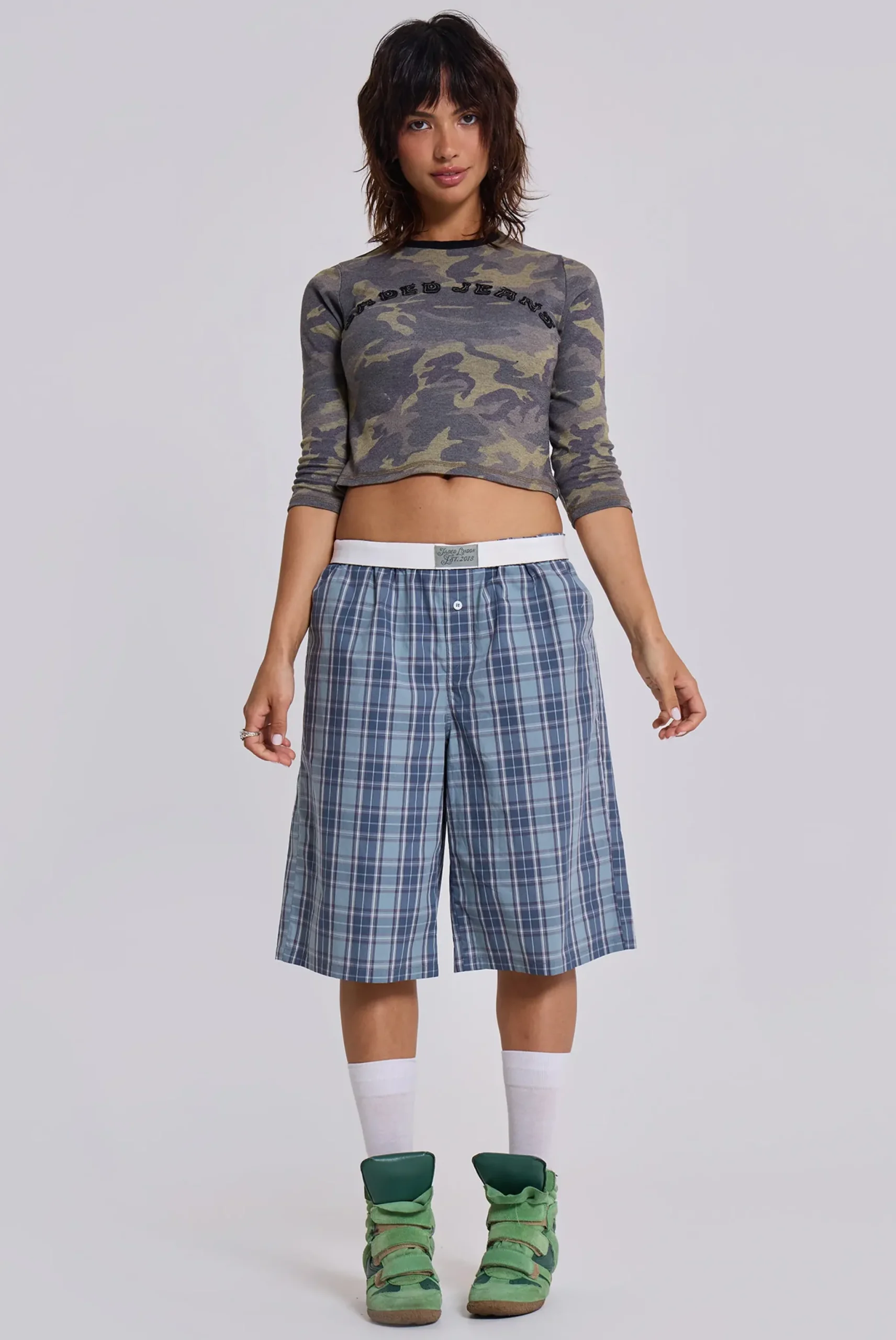 Outlet Jaded London Jano Check Boxer Jorts