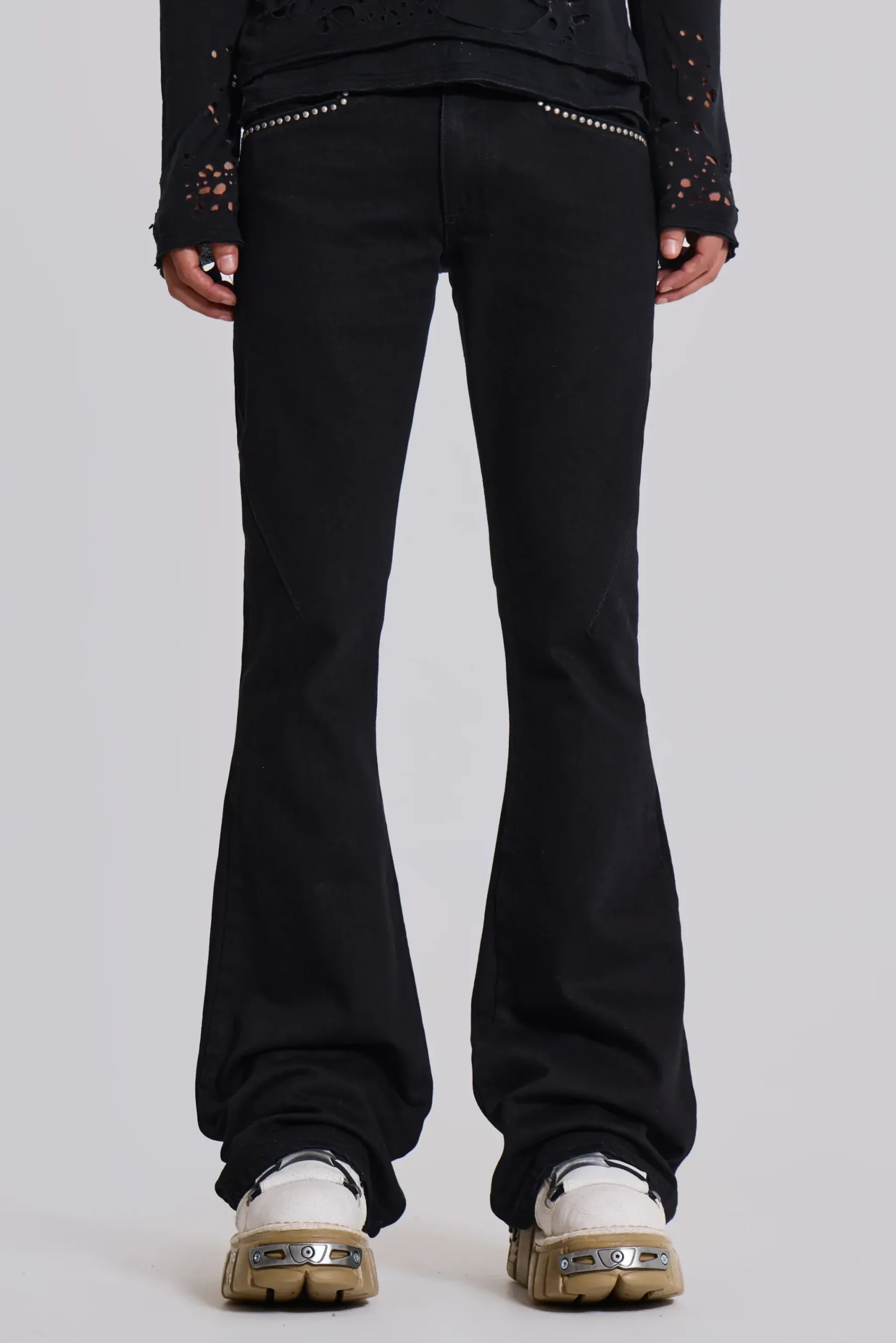Flash Sale Jaded London Jet Black Studded Drift Jeans