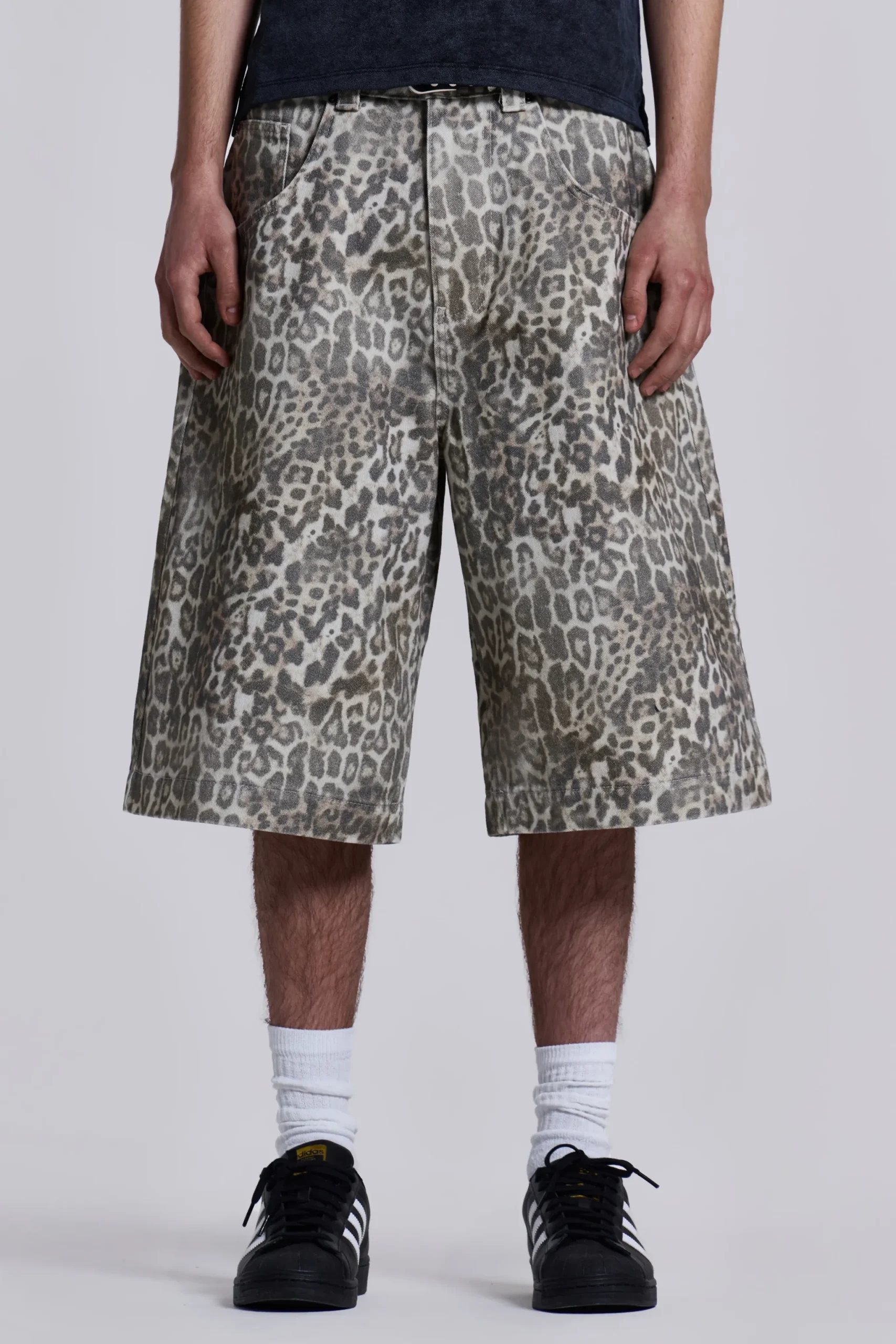 Cheap Jaded London Leopard Fade Colossus Jorts