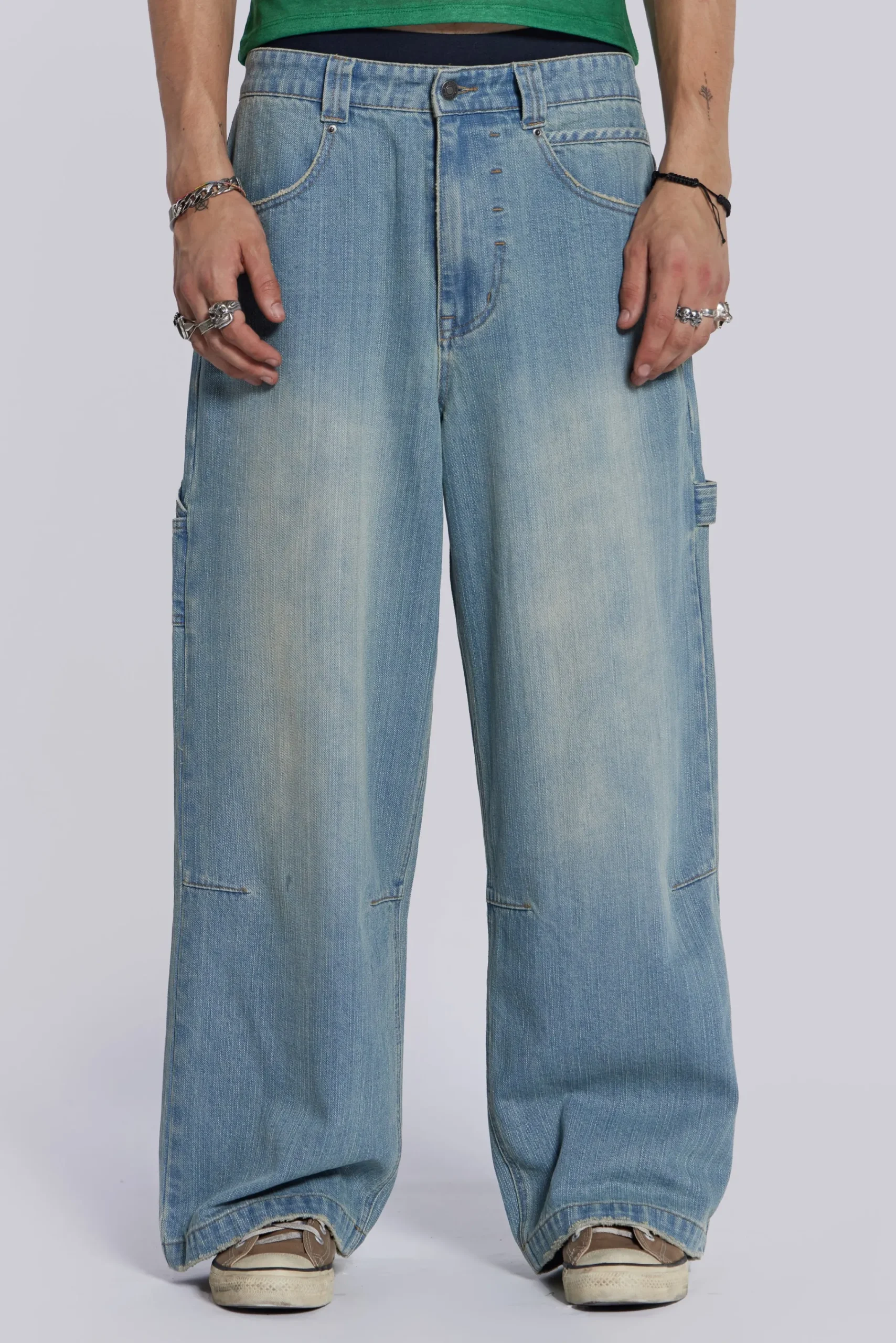 Store Jaded London Light Wash Colossus Carpenter Jeans