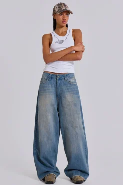 Outlet Jaded London Light Wash Slub XL Colossus Jeans