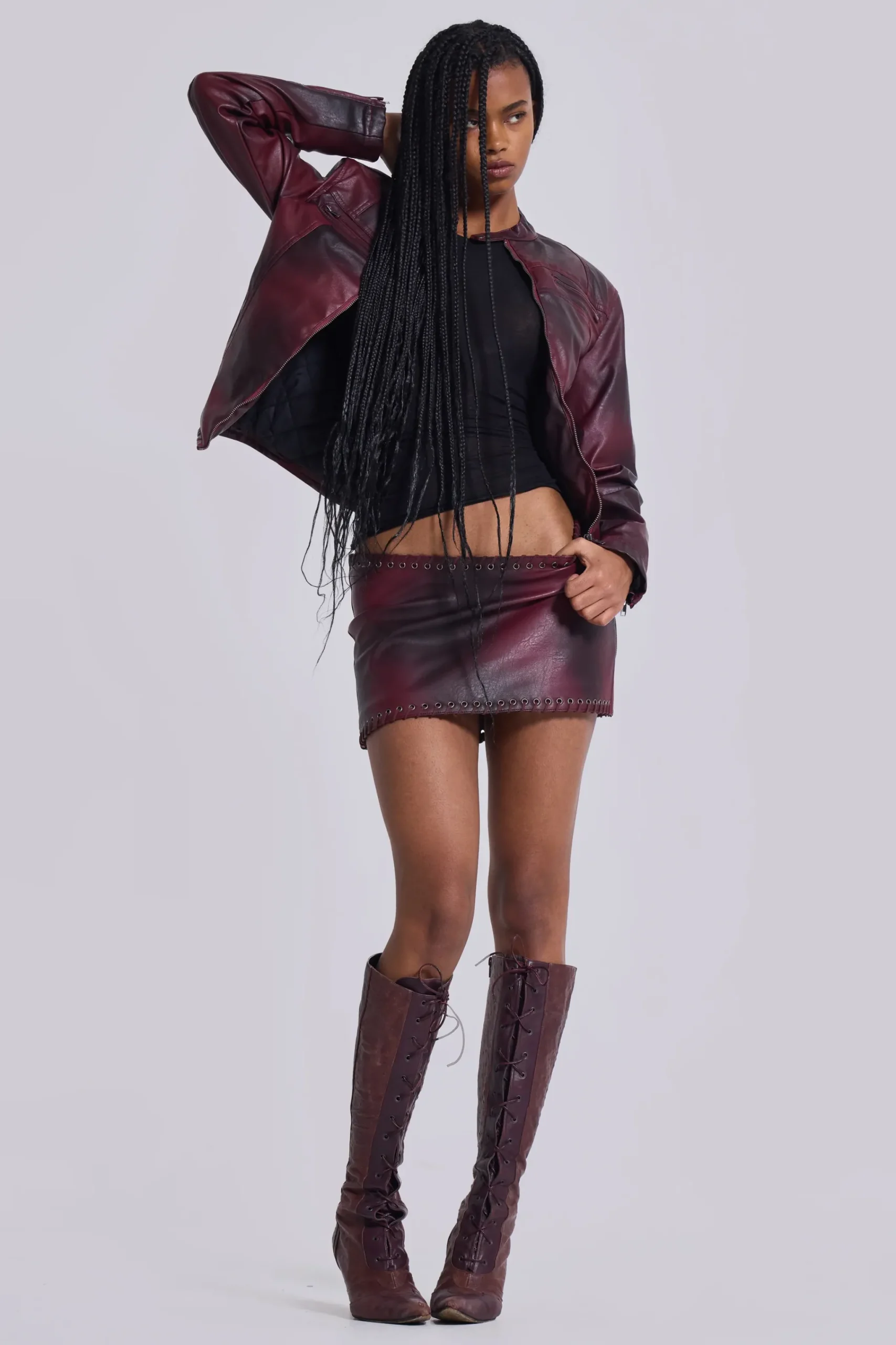 Hot Jaded London Lynx Faux Leather Mini Skirt