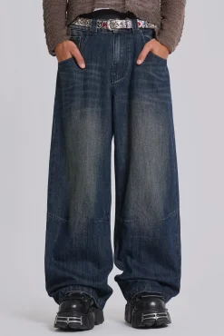 Cheap Jaded London Mid Blue Slub Colossus Jeans