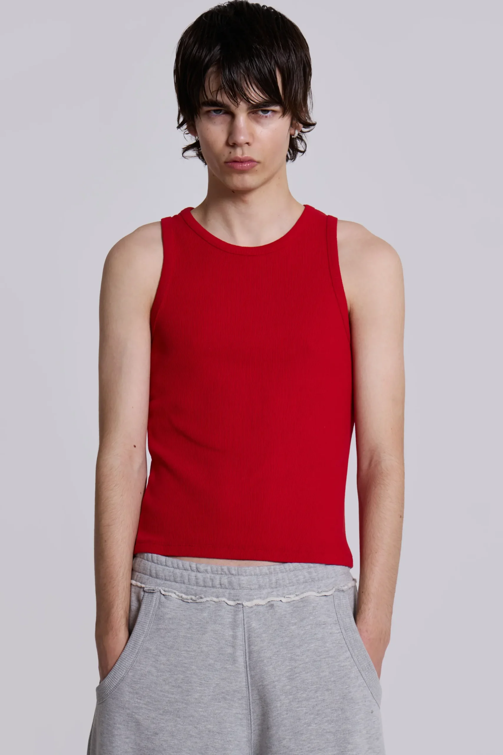 Cheap Jaded London NTRLS Red Ribbed Vest