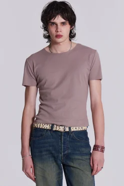 Shop Jaded London NTRLS Taupe Rib Tee