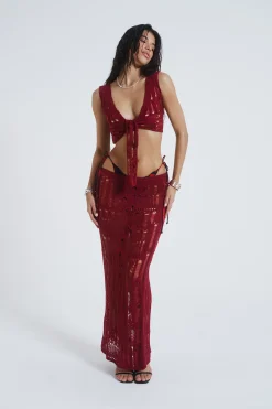 Fashion Jaded London Odette Laddered Knit Maxi Skirt