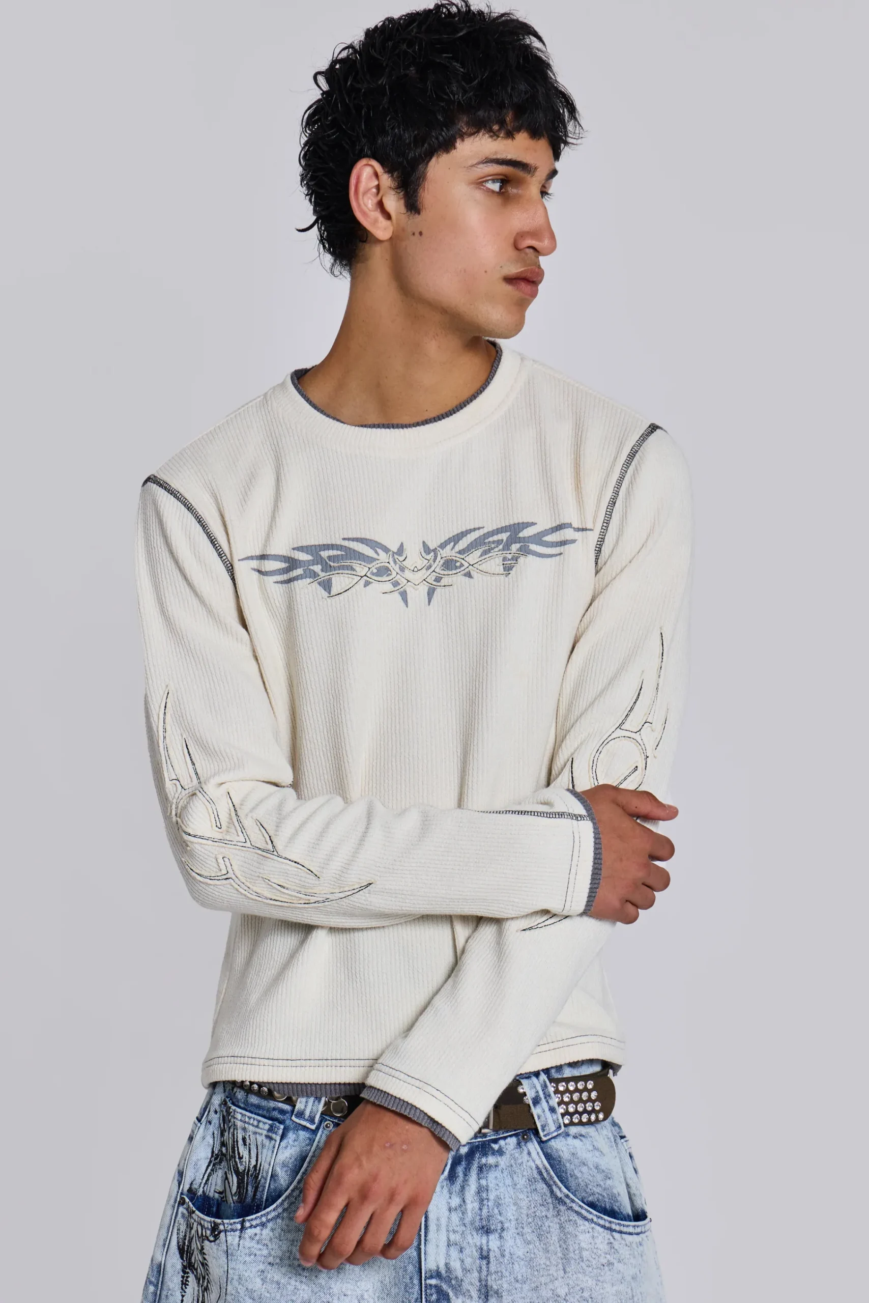 Store Jaded London Off White Tattoo Applique Tee