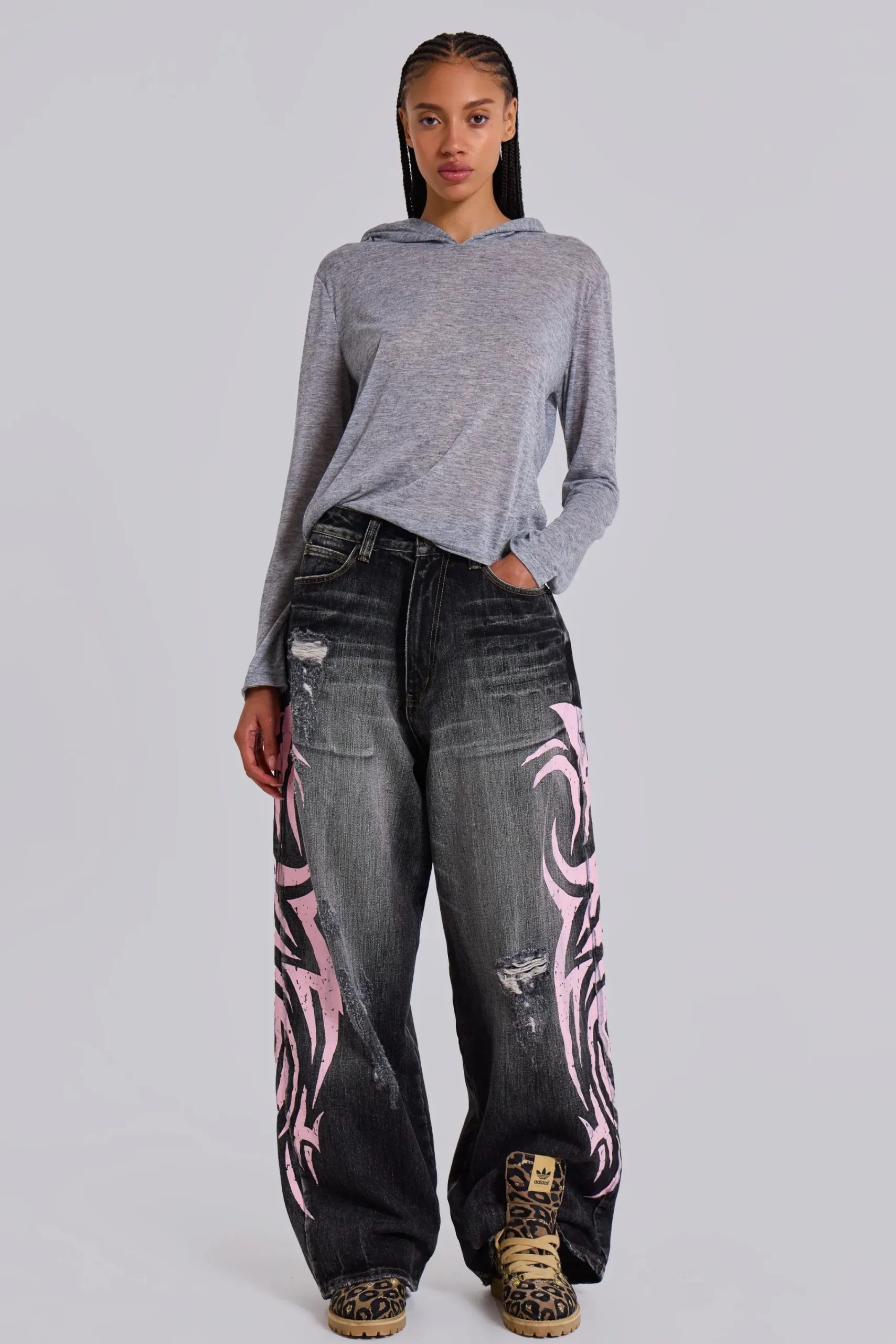 Cheap Jaded London Pink Blade XL Colossus Jeans
