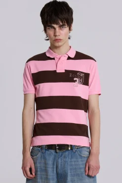 Hot Jaded London Pink Frat Polo Shirt