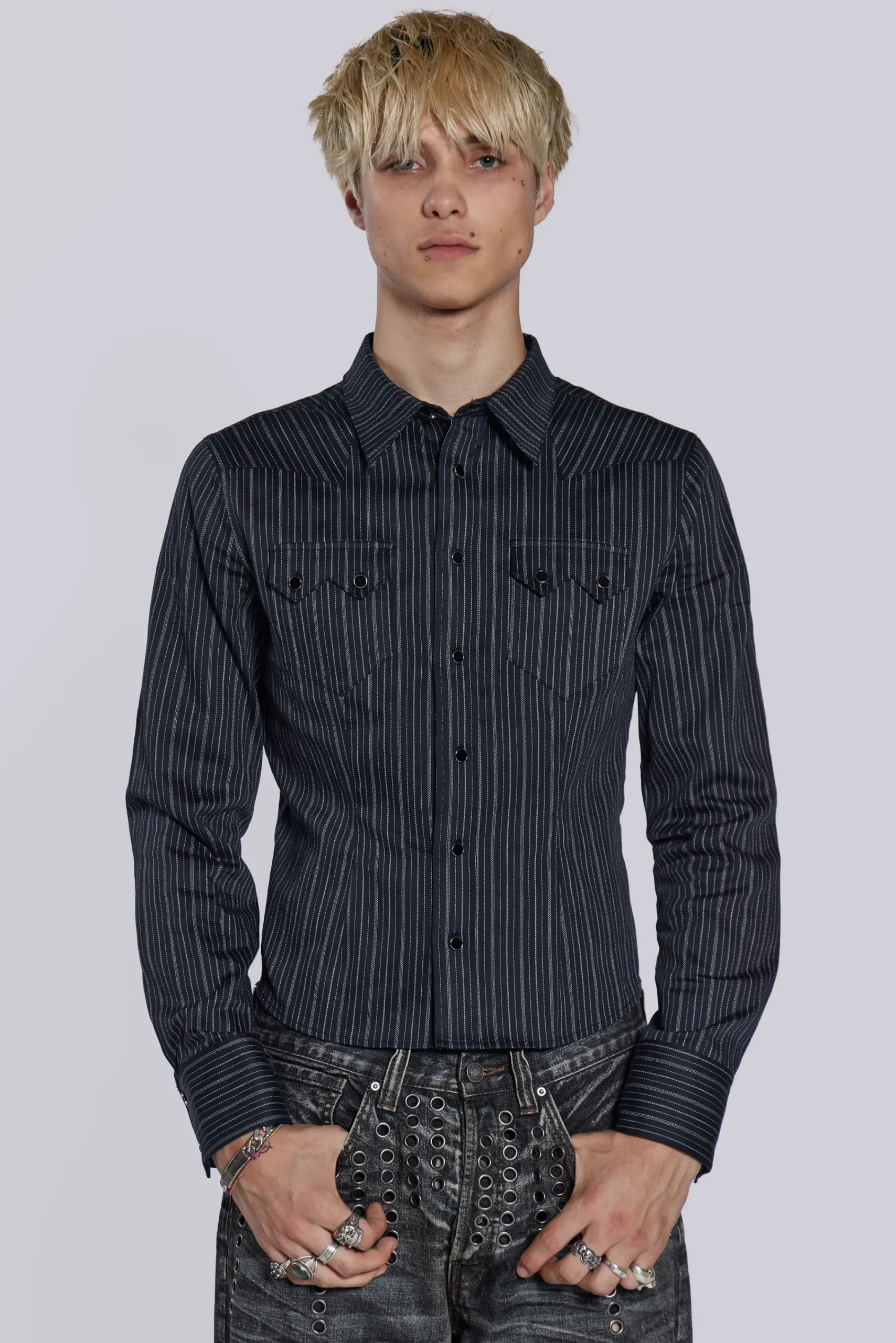 Outlet Jaded London Pinstripe Bronco Shirt