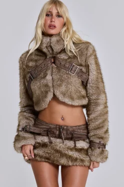 Outlet Jaded London Raven Faux Fur & Leather Crop Jacket