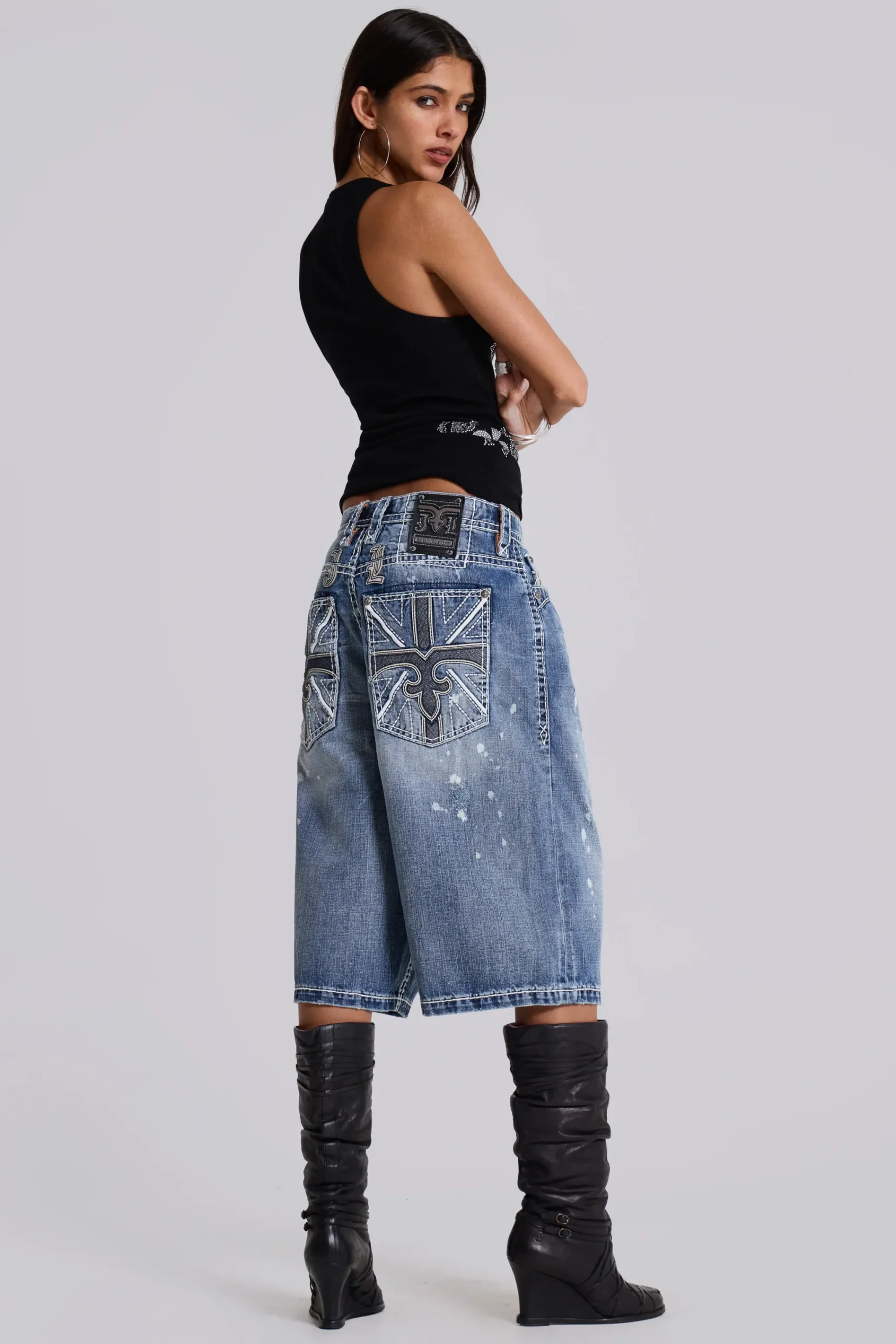 Best Sale Jaded London Rock Revival Axel Colossus Jorts