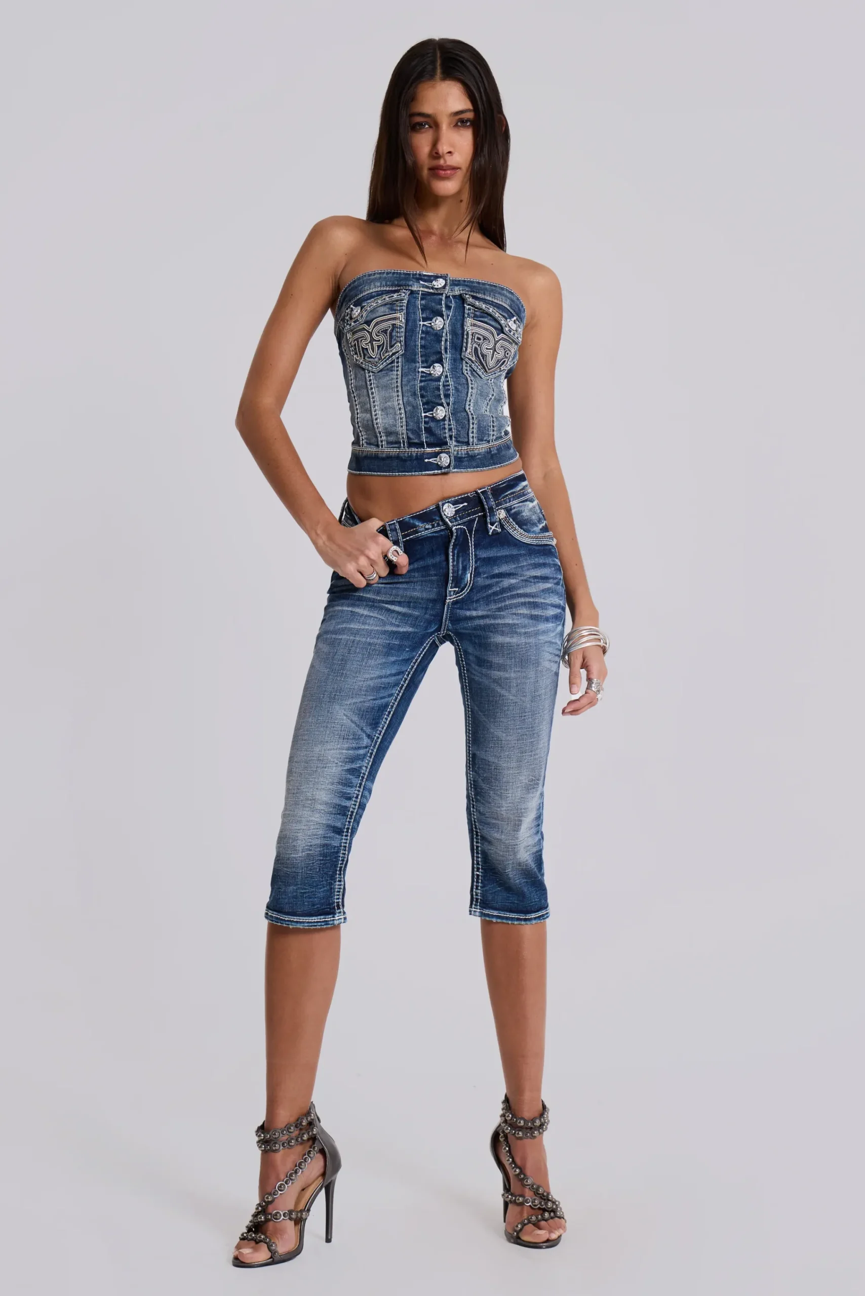 Clearance Jaded London Rock Revival Capri Jeans