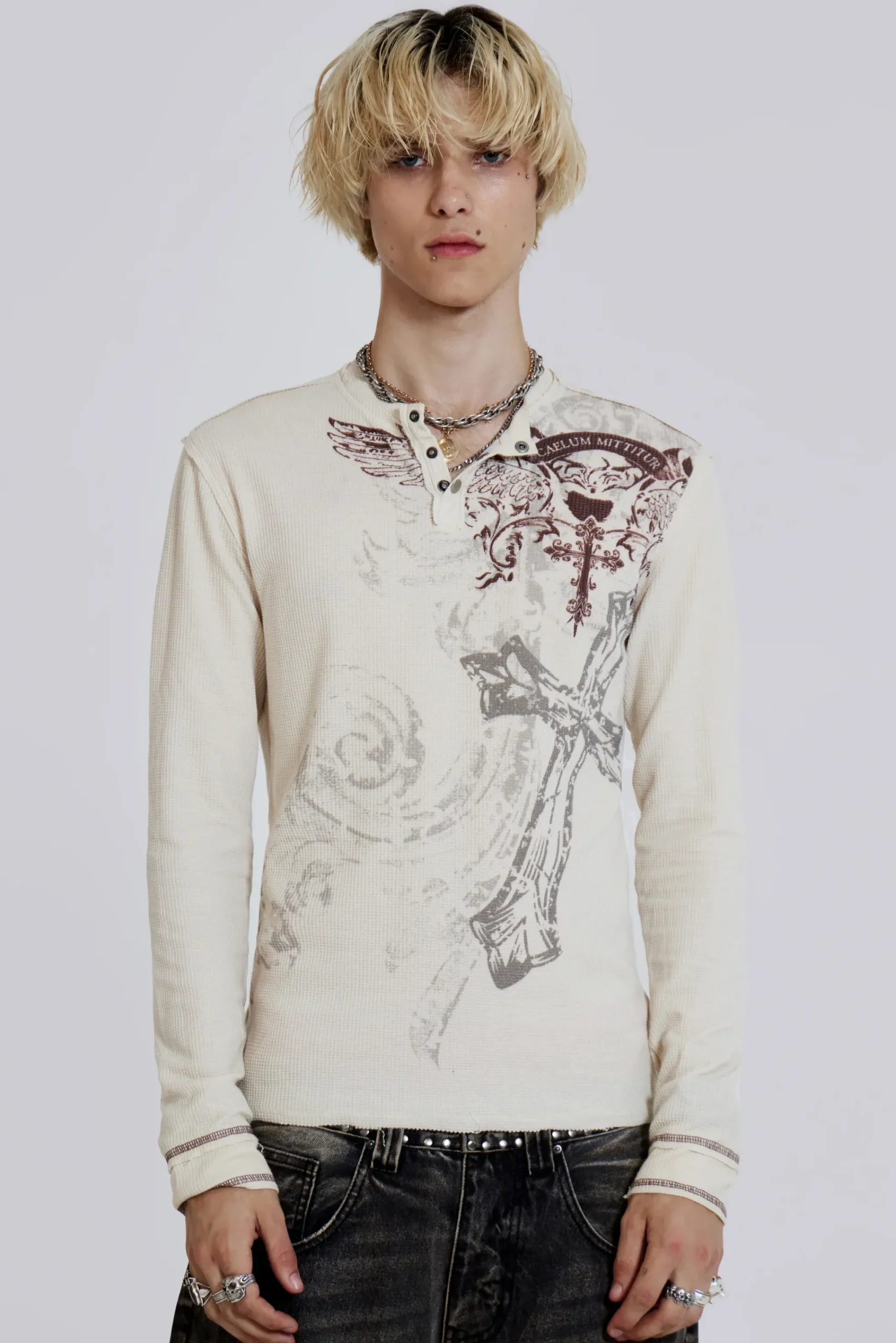 Sale Jaded London Sanctified Waffle Henley