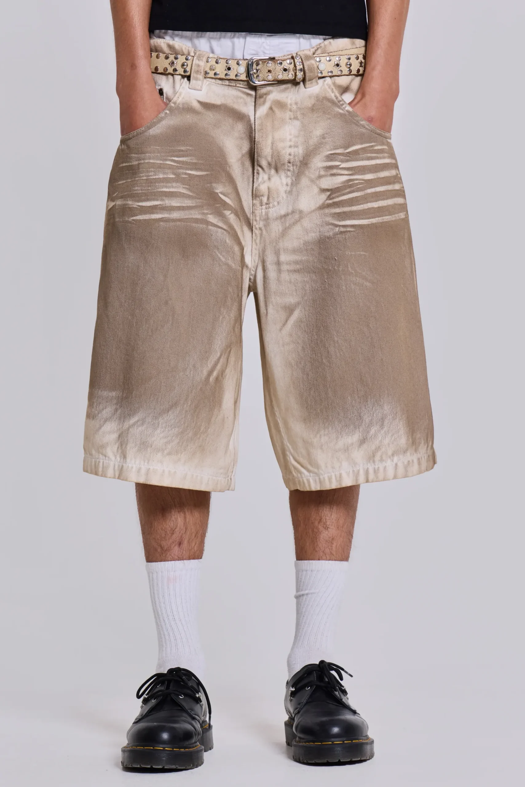 Clearance Jaded London Sand Oil Wash Colossus Jorts