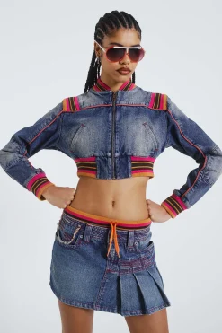 Flash Sale Jaded London Sherbet Denim Side Pleat Mini Skirt