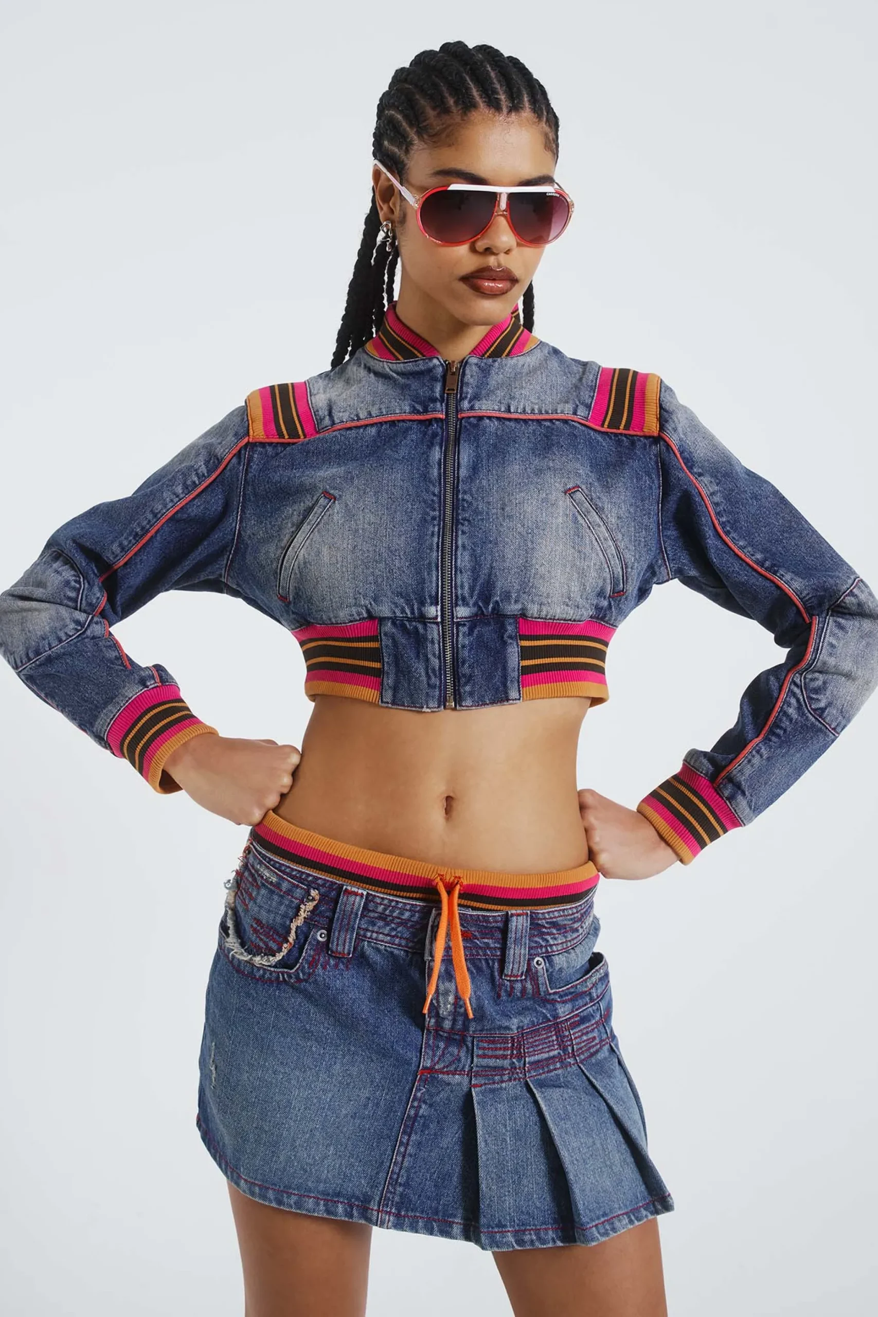 Flash Sale Jaded London Sherbet Denim Side Pleat Mini Skirt