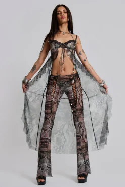 Sale Jaded London Snake Laced Mesh Trousers