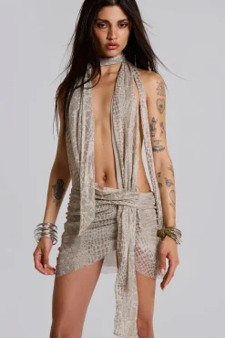 Flash Sale Jaded London Spyro Snakeskin Plunge Mini Dress