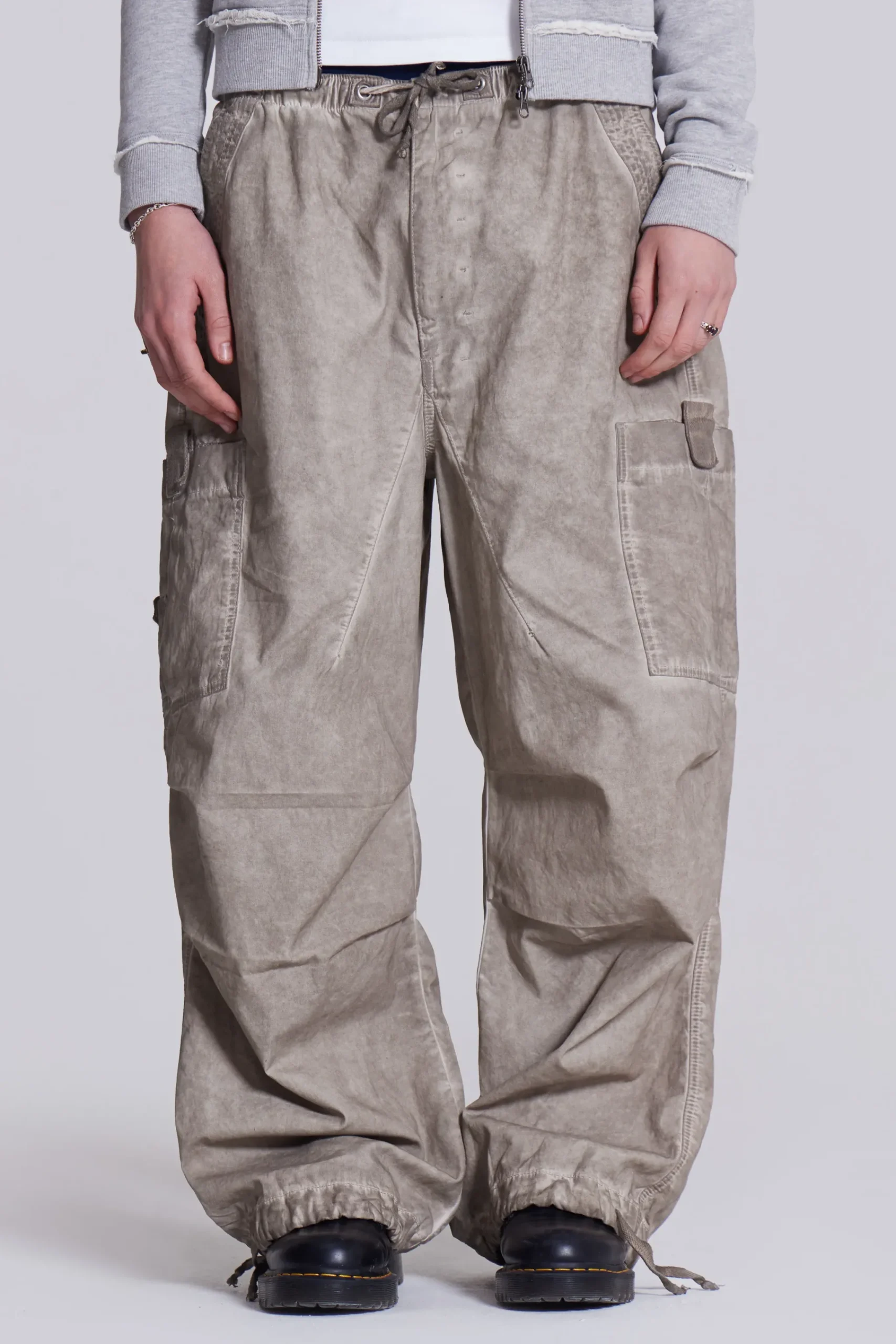 Discount Jaded London Stone Oil Wash Parachute Pants