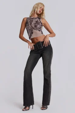 Shop Jaded London Studded Up Denim Jeans